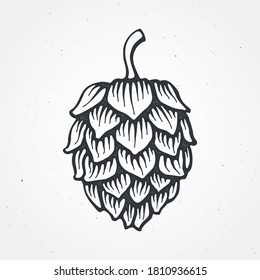 Hop cone. Vector illustration. Beer, pub and alcoholic beverage symbol. Clip-art for packaging, label, menu, signboard, showcase, logo, emblem. Only outline Isolated on white background