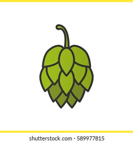 Hop cones color icon. Isolated vector illustration