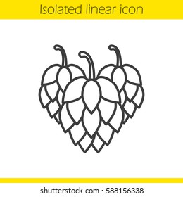 Hop cones linear icon. Thin line illustration. Contour symbol. Vector isolated outline drawing