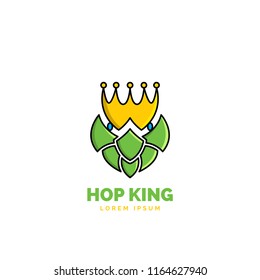 Hop and crown on white background. Symbol. Vector illustration