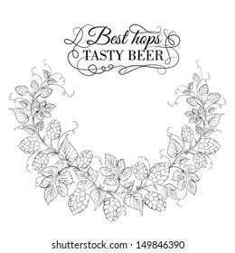 Hop garland on a white background. Vector illustration.