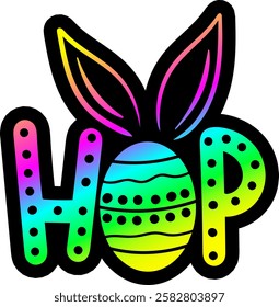 hop happy easter rainbow colorful bright vibrant graphic design quote