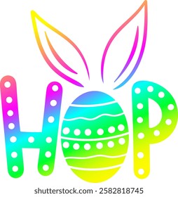 hop happy easter rainbow colorful bright vibrant graphic design quote