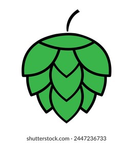Hop icon beer cone leaf sign,pub herb design, nature seed vector illustration .