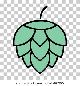 Signo de hoja de cono de cerveza de icono de lúpulo, diseño de hierba de pub, Ilustración vectorial de semilla de naturaleza .