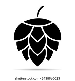 Hop icon beer shadow cone leaf sign,pub herb design, nature seed vector illustration .