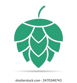 Hop icon beer shadow cone leaf sign,pub herb design, nature seed vector illustration .