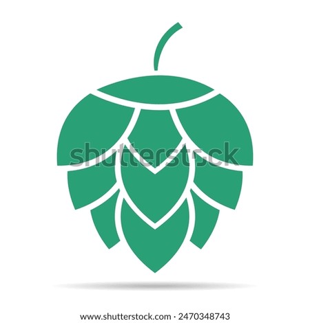 Hop icon beer shadow cone leaf sign,pub herb design, nature seed vector illustration .