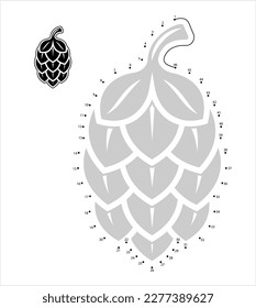 Hop Icon Dot To Dot, Hop Flower Icon Vector Art Illustration, Connect The Dots Puzzle Game