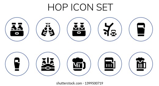 hop icon set. 10 filled hop icons.  Simple modern icons about  - Beer, Beer bottle, Hip hop