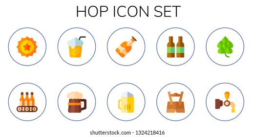 hop icon set. 10 flat hop icons.  Collection Of - beer cap, beers, Beer, beer, oktoberfest, tap