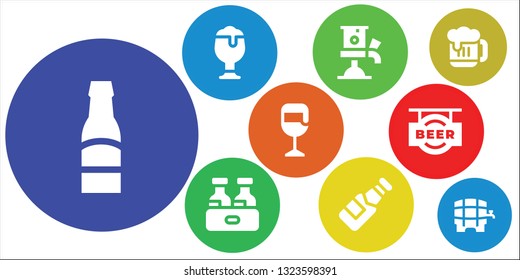 hop icon set. 9 filled hop icons.  Simple modern icons about  - Beer, Beer tap