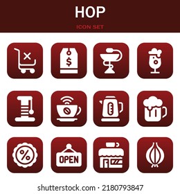 hop icon set. Vector  illustrations related with Shopping cart, Tag and Pharmacy