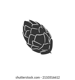 Hop Icon Silhouette Illustration. Natural Brewery Herbal Vector Graphic Pictogram Symbol Clip Art. Doodle Sketch Black Sign.