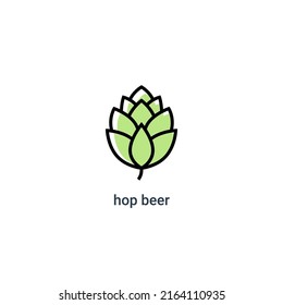 Hop-Ikone Vektor Bierkegel Illustration Blätter Knospen grüne Dekoration. Symbol für das Logo für Bierfisch einzeln