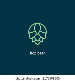 Icono de Hop vector de cerveza cone ilustración de pino de la hoja de arte bud decoración verde. Icono de logotipo de salto fresco de cerveza aislado