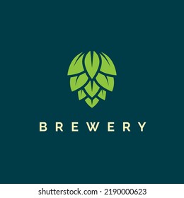 Hop icon vector beer cone pine illustration leaf art bud green decoration. Beer fresh hop logo icon isolated