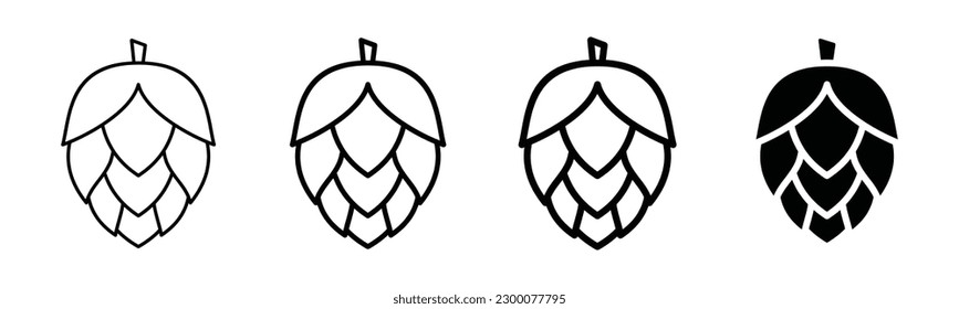 Hop icon vector. Hops icon in thin line and flat style with editable stroke on white background. Beer and brewing sign and symbol. Vector illustration