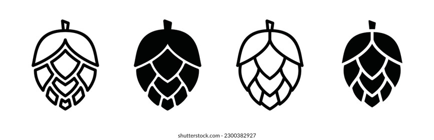 Hop icon vector. Hops icon in thin line and flat style with editable stroke on white background. Beer and brewing sign and symbol. Vector illustration
