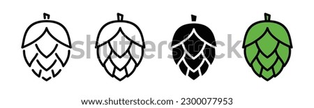 Hop icon vector. Hops icon in thin line, flat, and color style with editable stroke on white background. Beer and brewing sign and symbol. Vector illustration