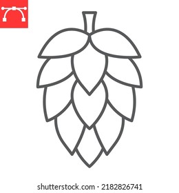 Hop line icon, beverage and beer, hop vector icon, vector graphics, editable stroke outline sign, eps 10.