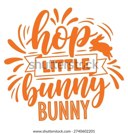 Hop Little Bunny - Cute Easter typography and illustration with a bunny and festive ribbon. Perfect for Easter cards, decorations, and spring-themed designs. typography design