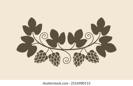 Hop logo. Isolated hop on vintage  background. Branch