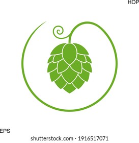 Hop logo. Isolated hop on white background. Branch