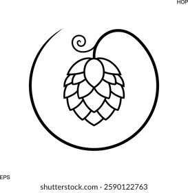 Hop logo. Isolated hop on white background. Branch