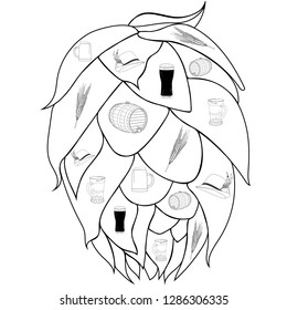 Hop mug and class beer, rye spike, barrel