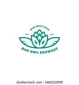 Hop owl logo design template in linear style. Vector illustration.