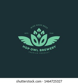 Hop owl logo design template. Vector illustration.