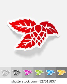 hop paper sticker with shadow. Vector illustration