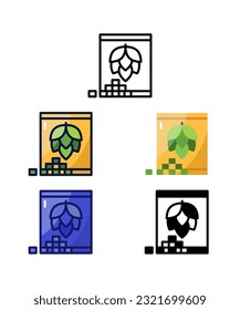 Hop pellets. Home brewer Equipment and raw material icons. vector