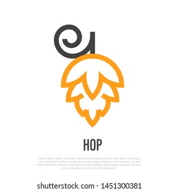 Hop thin line icon. Logo for brewery or pub. Vector illustration.