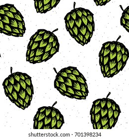 Hop vector seamless pattern. Vintage wallpaper. Craft beet pattern