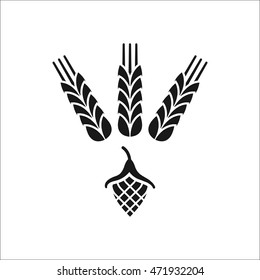 Hop and wheat beer symbol sign simple icon on background