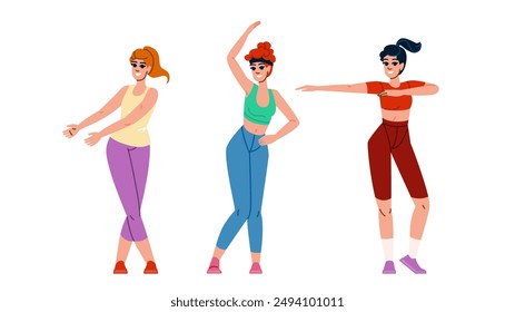 hop zumba class lesson  vector.  hip gym, school group, hall man hop zumba class lesson character. people flat cartoon illustration