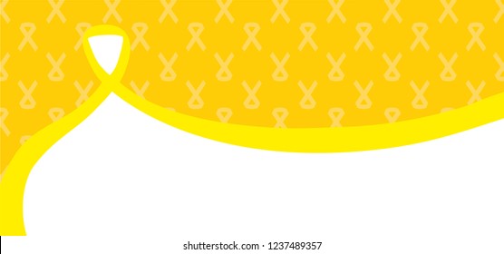 Hope awareness yellow ribbon World childhood cancer day or month, medical symbol in September. Symbol of suicide prevention, or endometriosis concept. 