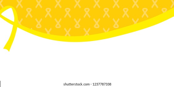Hope awareness yellow ribbon World childhood cancer day or month, medical symbol in September. Symbol of suicide prevention, or endometriosis concept. 