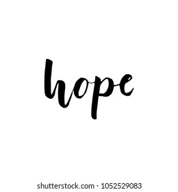 Hope Brush Hand Lettering Black Isolated on White Background