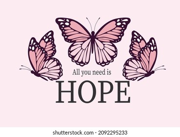 hope butterfly design hand drawnvector art