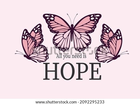 hope butterfly design hand drawnvector art