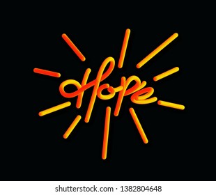 Hope Calligraphic 3d Pipe Style Text Vector illustration Design.