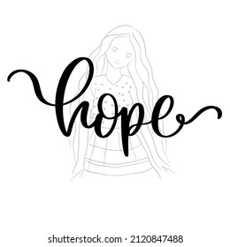 Hope - calligraphic inscription with smooth line