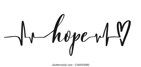 Hope - calligraphic inscription with smooth lines.