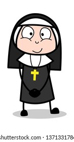 Hope - Cartoon Nun Lady Vector Illustration﻿