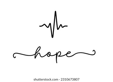 Hope. Christian vector icon symbol. Lettering typography quote. Religious word hope. Modern design frame. Vector text illustration.