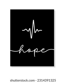 Hope. Christian vector icon symbol. Lettering typography quote. Religious word hope. Modern design frame. Vector text illustration.