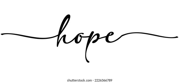 Hope - Christmas Christian word Continuous one line calligraphy. Minimalistic handwriting with white background